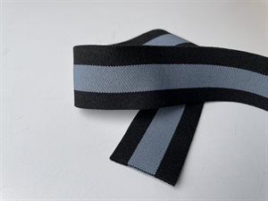Luksus elastik - sort med blå stribe, 31 mm